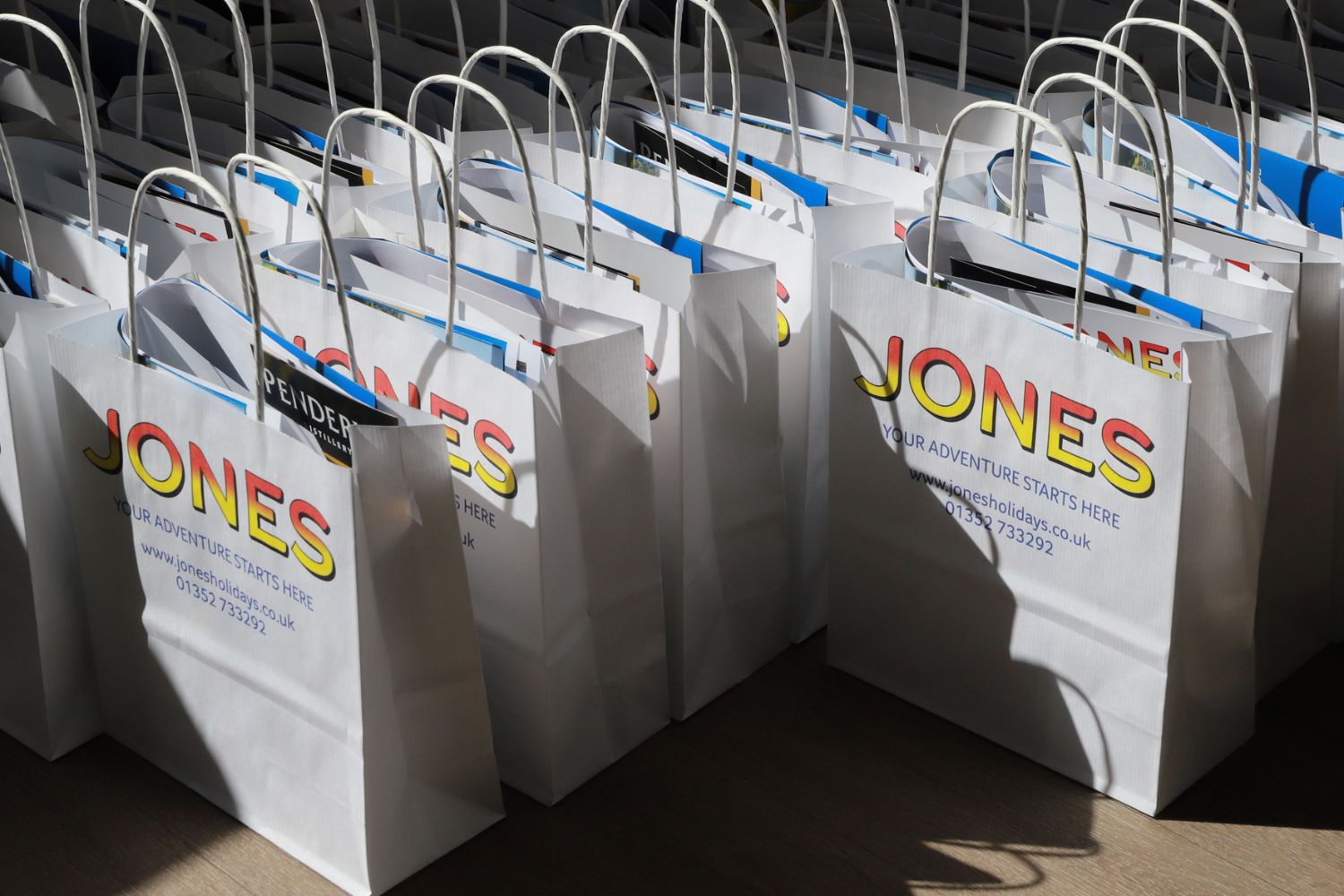 All packed up and ready to go, welcome packs for Jones Holidays’ next customers
