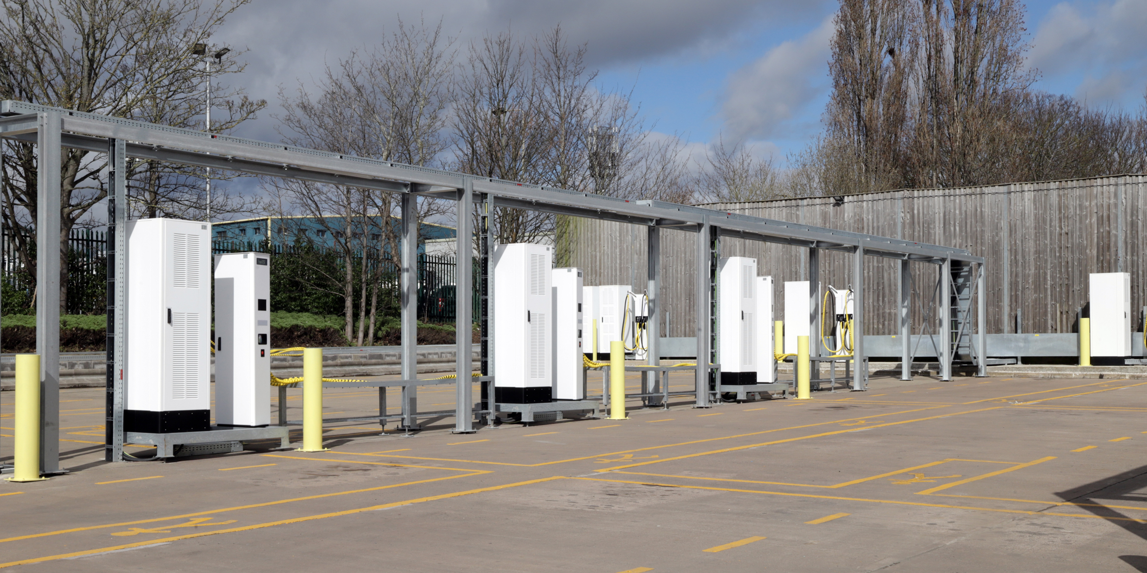 Brookes Contracting have completed the installation of the first phase charging islands with 22 Heliox dual-headed chargers
